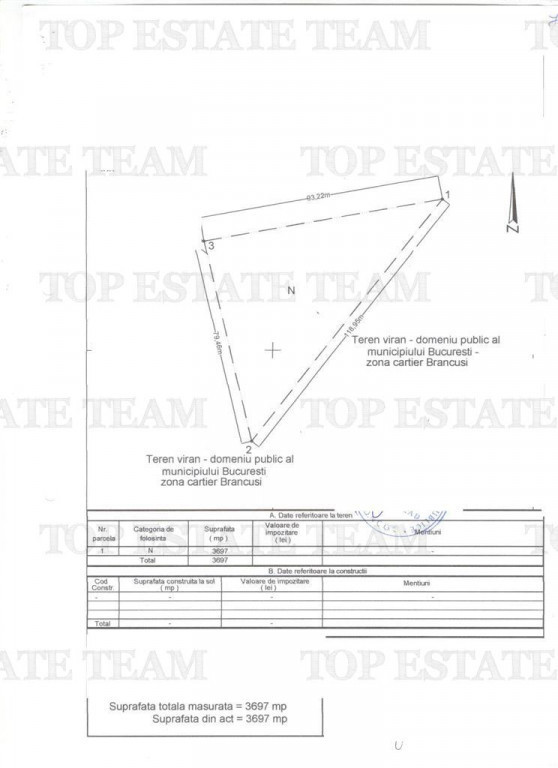 Teren intravilan - 3697- pretabil constructie bloc - Drumul