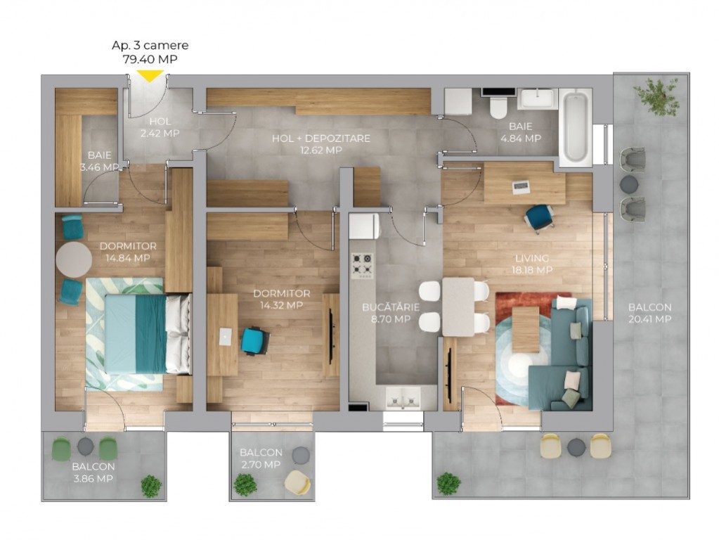 Apartament 3 camere in bloc nou, Avantgarden3 Brasov