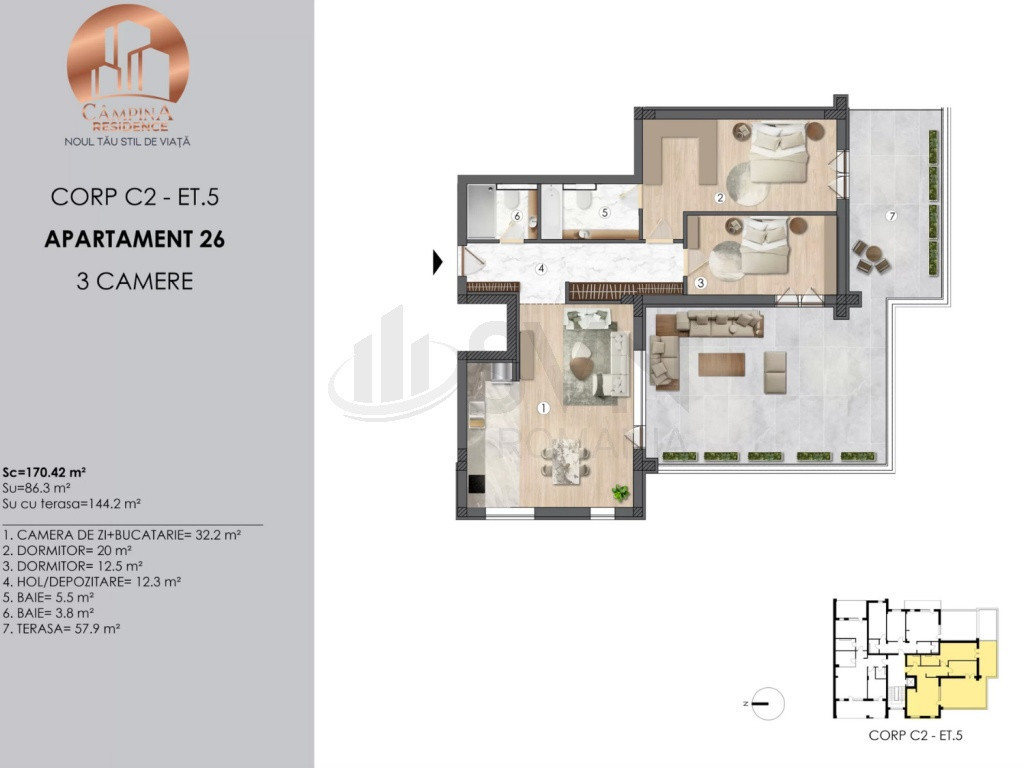 Apartament 3 camere I Campina Residence I Proiect Nou I D...