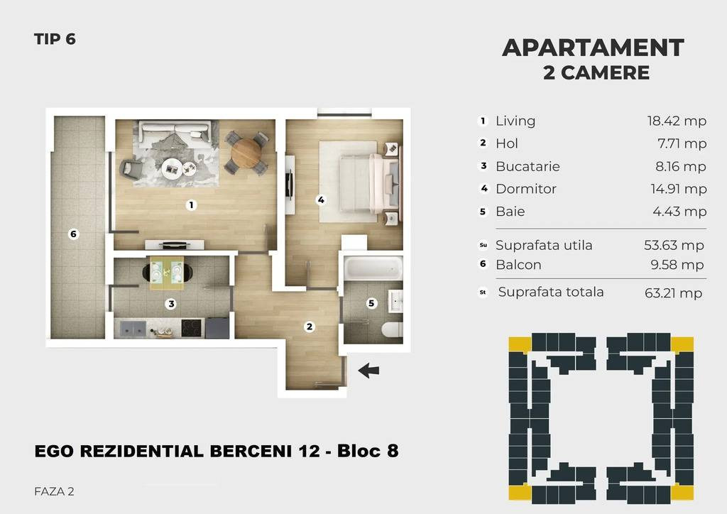 2 Camere - Tip 06- EGO Berceni 12 - Bloc 8