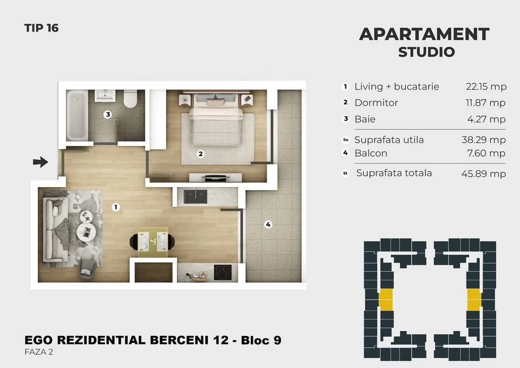 2 Camere - 400m Metrou Berceni - Bonus Mobila. Bucatarie