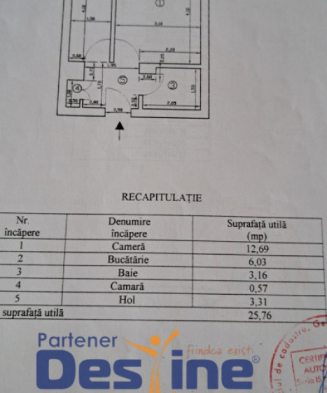 Garsonieră 25 MP MOBILATĂ+UTILATĂ Parter înalt - Gară