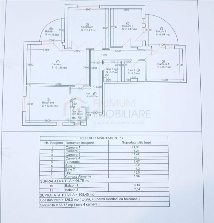 SIMION BARNUTIU - LIFT - 4 cam - 2 bai - 2 balcoane -debara