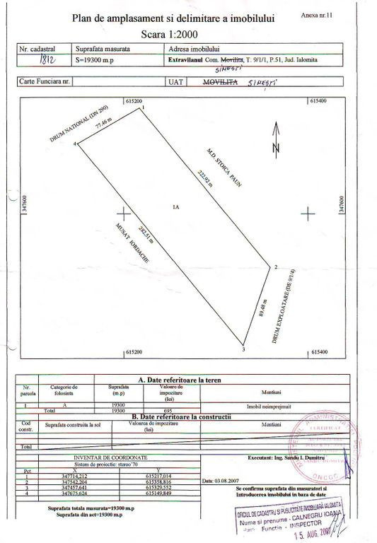 Teren 19,300mp Sinesti / DN 2