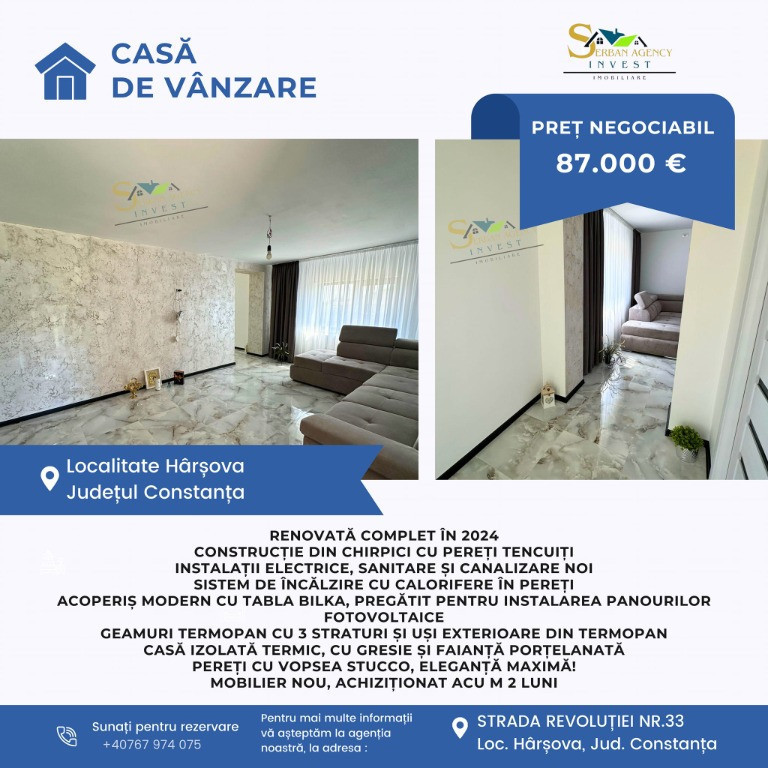 Casa de vânzare în Hârșova-Renovare LUX