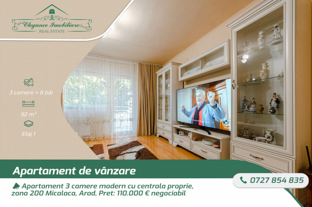 Apartament 3 camere modern cu centrala proprie