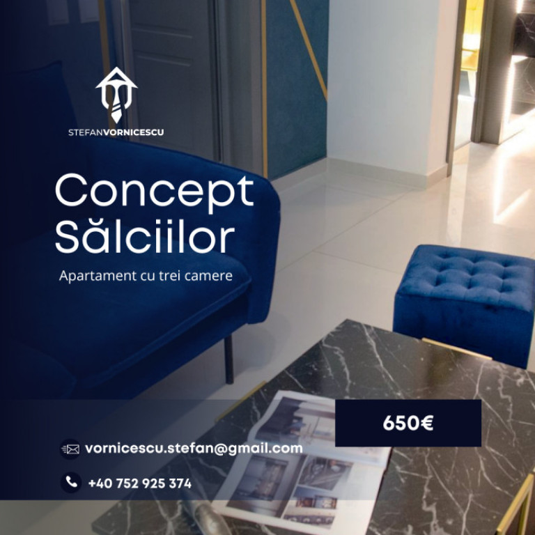 Se ănchiriază: Apartament cu trei camere - Concept Salciil