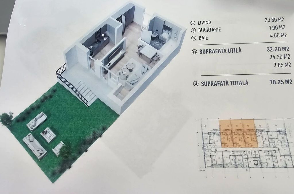 Garsoniera in bloc nou Curte proprie apropiere metrou