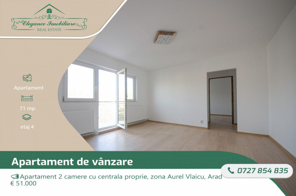 Apartament 2 camere cu centrala proprie, Zona Aurel Vlaicu,