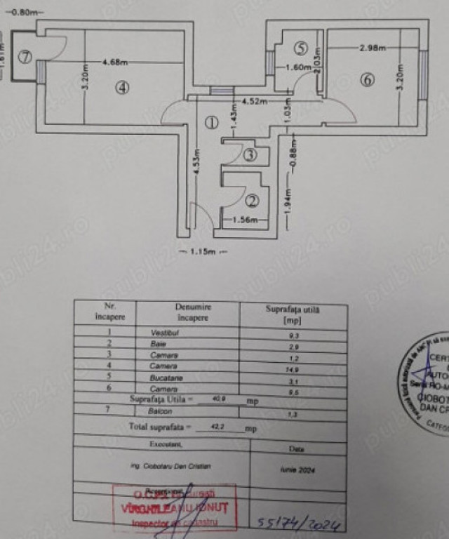 Apartament 2 camere cf2 - decomandat - etaj 2 - Vergului