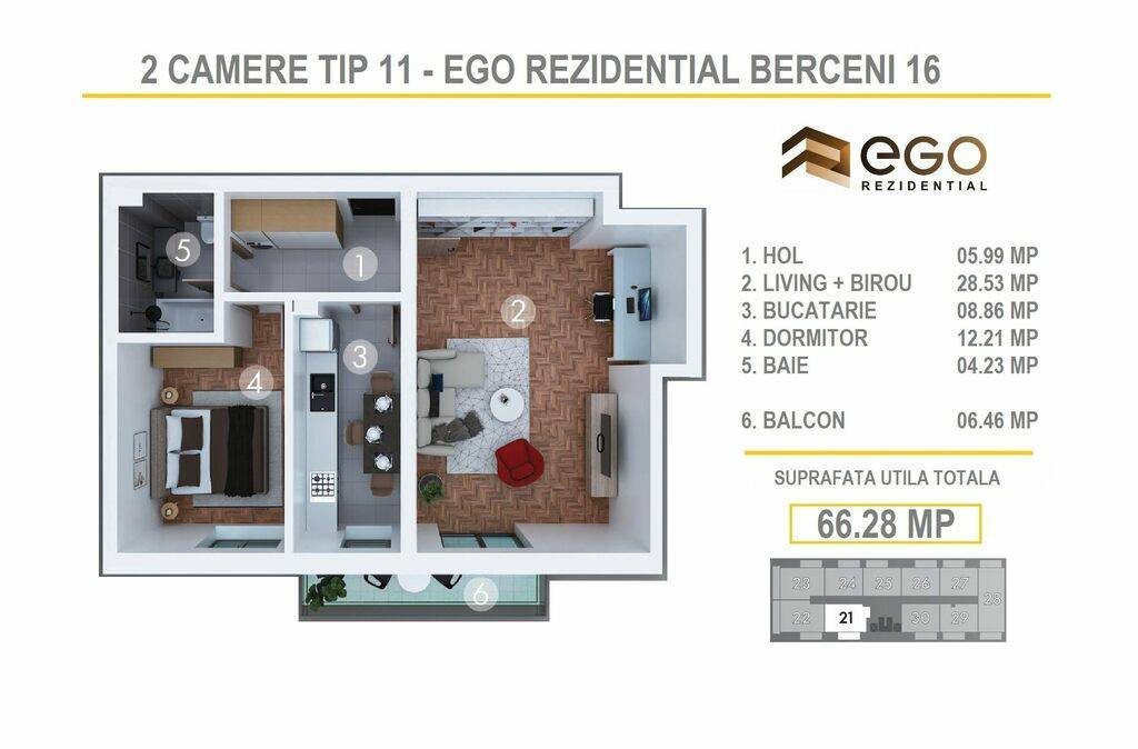 PROMO 2 Camere Tip 11 - EGO Berceni 16