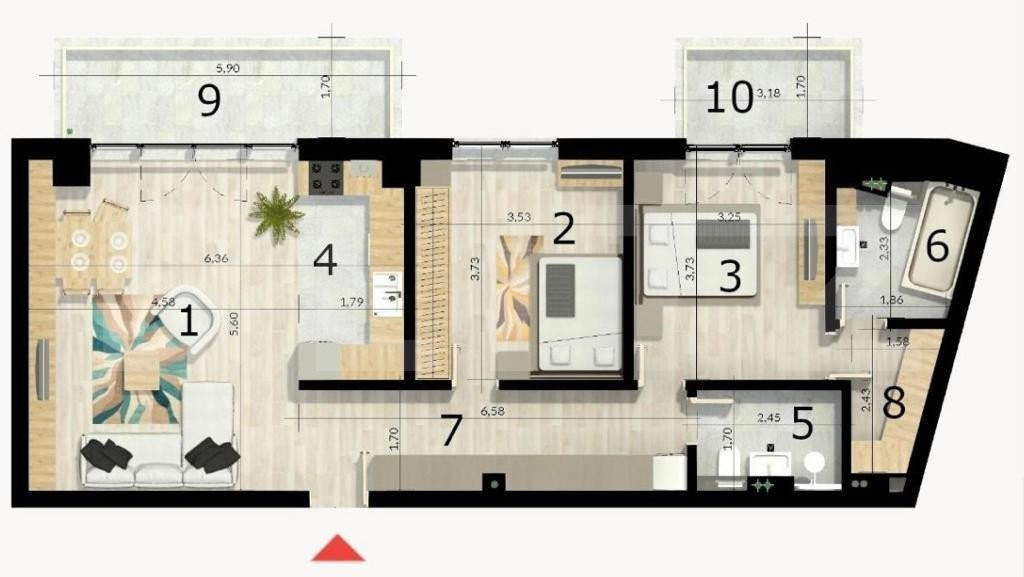 Apartament 3 camere, 80 mp, cartier Craiovei