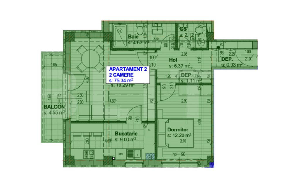 Apartament Nou, 61 mp utili, 2 camere decomandat Bloc Rezide