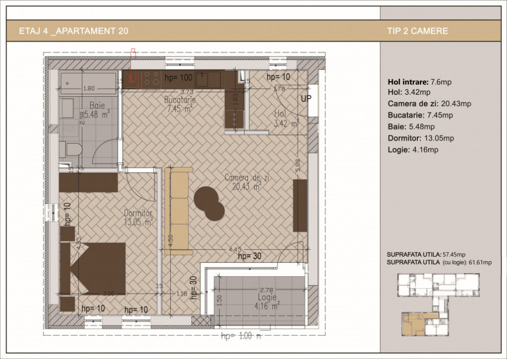 2 camere bloc nou zona Nerva Traian