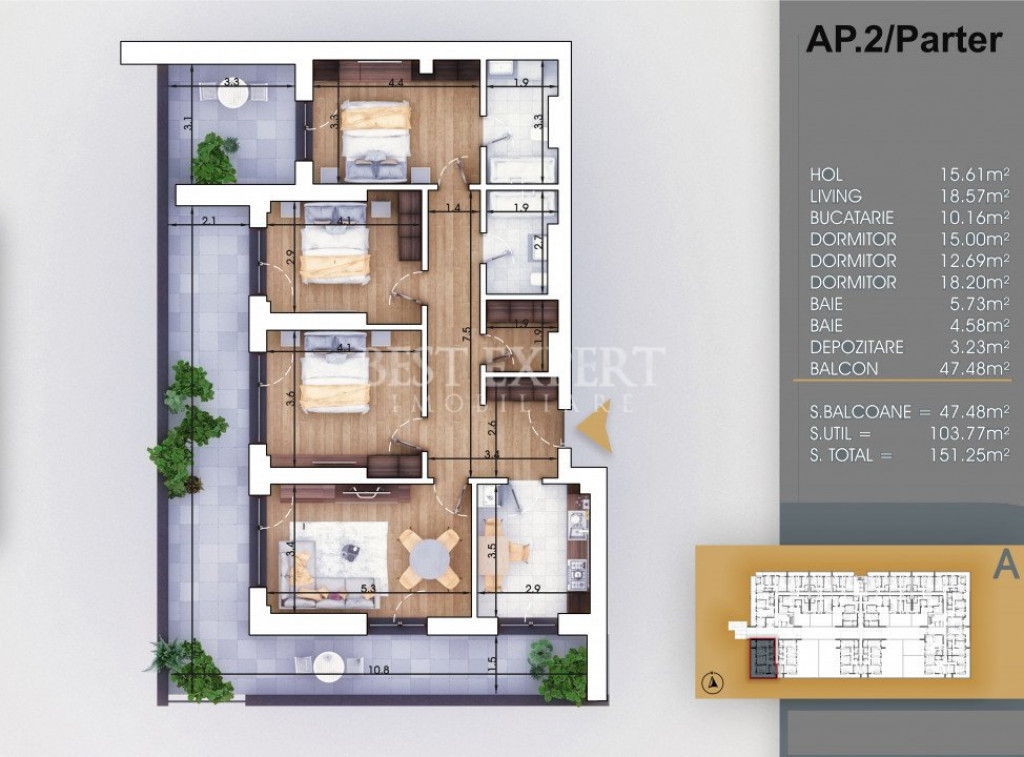 4 camere Incalzire Pardoseala - Acces Rapid Metrou/Credit Ip