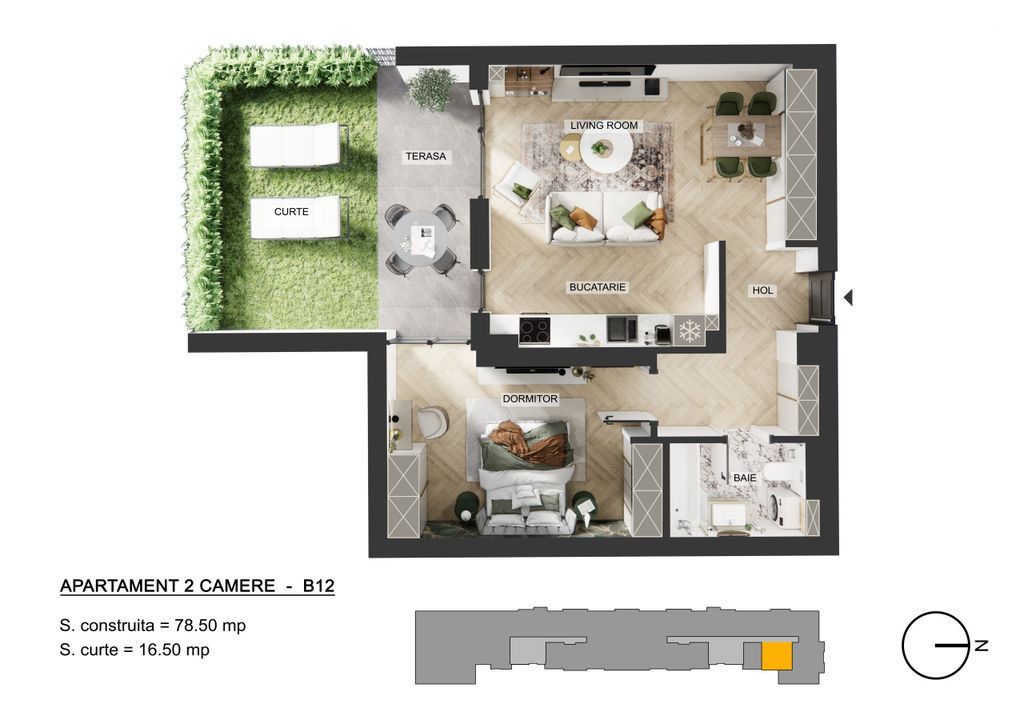 Apartament 2 camere | Pipera Plaza| Curte privata | Bloc ...