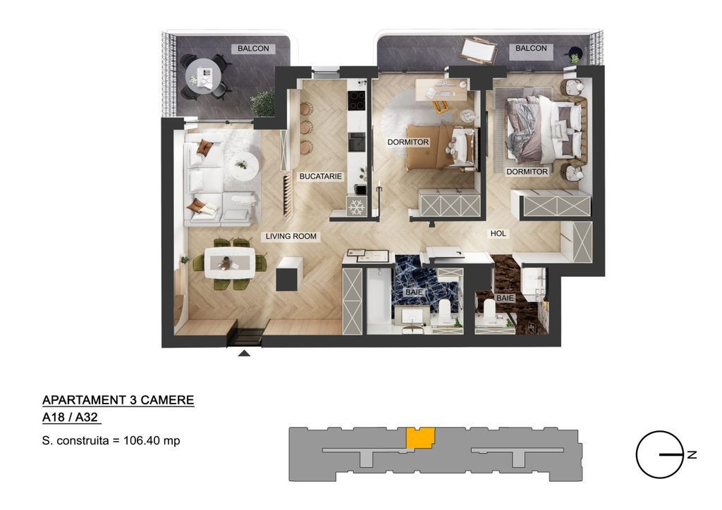 Apartament 3 camere | Pipera Plaza | 2 Terase | Bloc Fina...