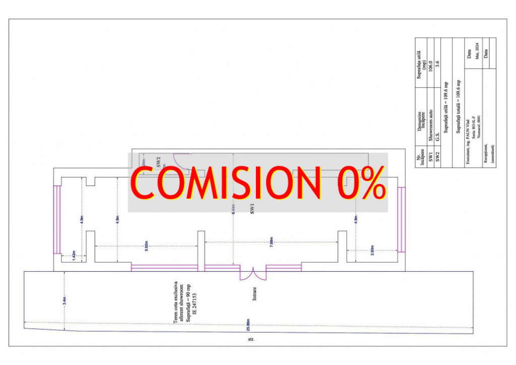 Investitie | Spatiu comercial, 109 mp (h=6m) +100 mp teren (