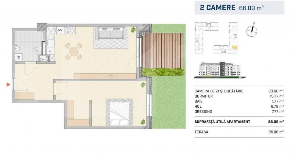 Apartament 2 camere, gradina, SEMICENTRAL