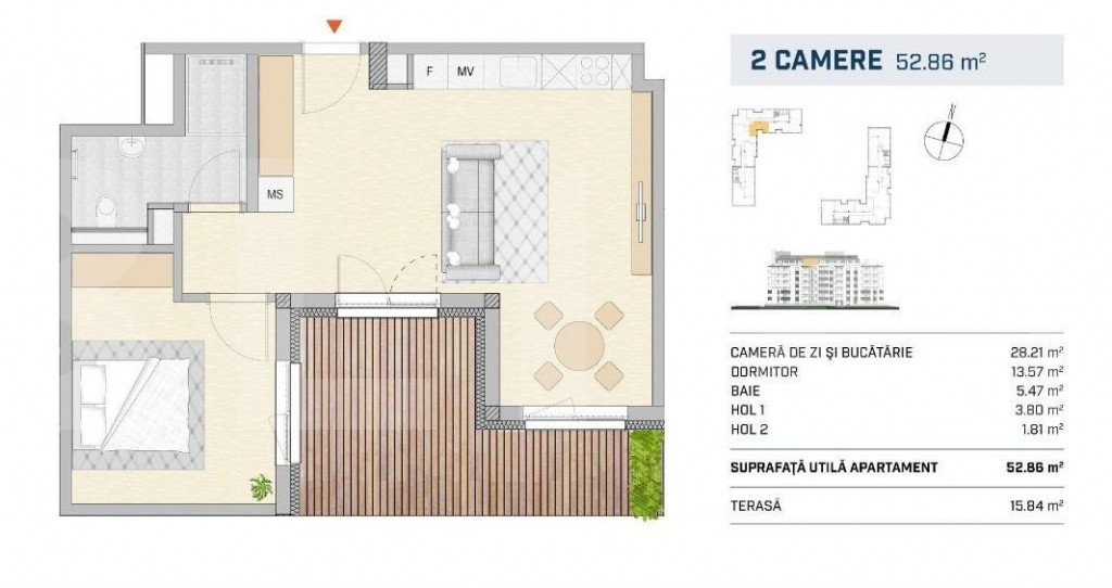 Apartament 2 camere finisat lux