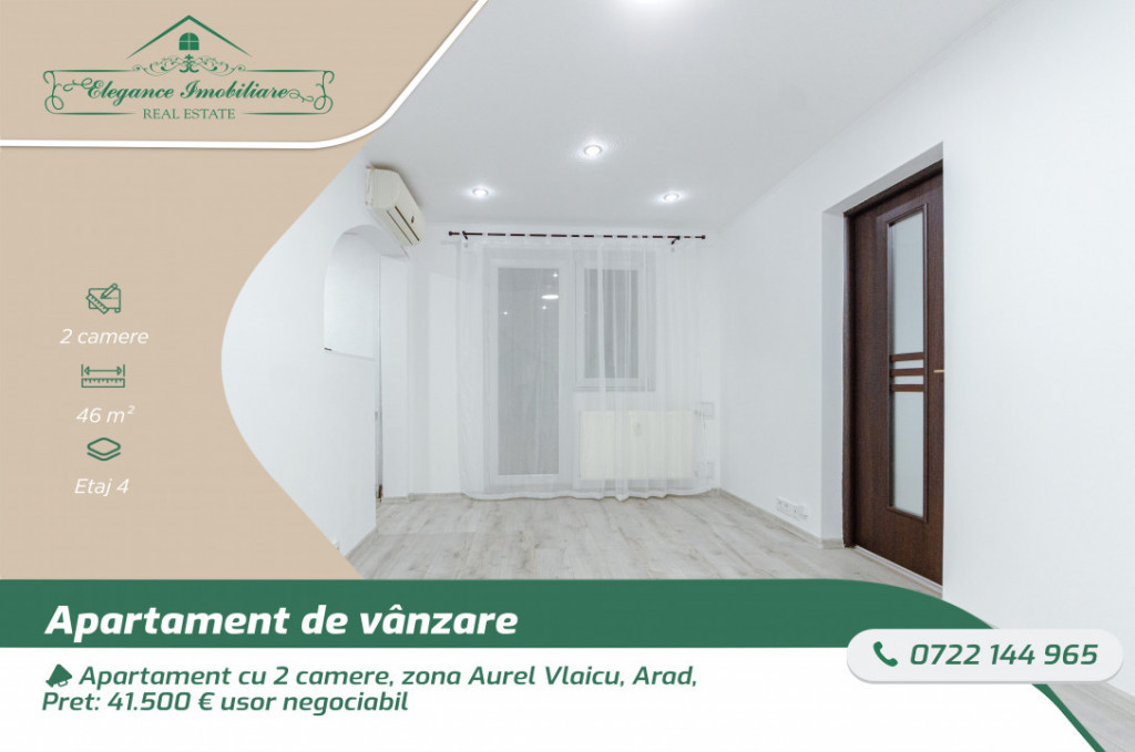 Apartament cu 2 camere, zona Aurel Vlaicu, Arad