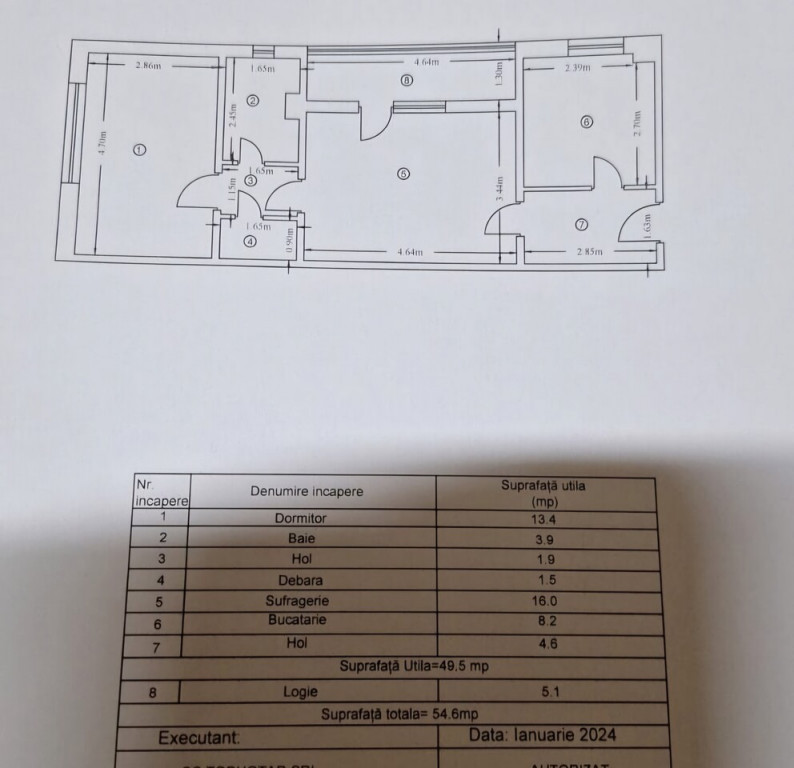 NORD 2 cam. parter/4 , bl.beton,balcon ,54 mp - 55000 euro