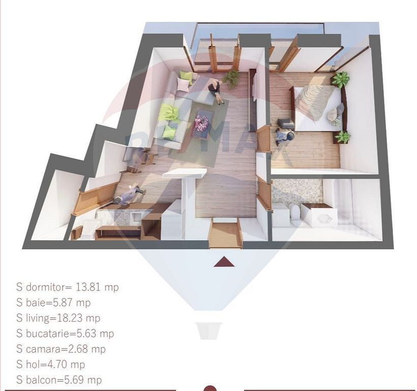 Apartament de vânzare cu o cameră ,Primăriei