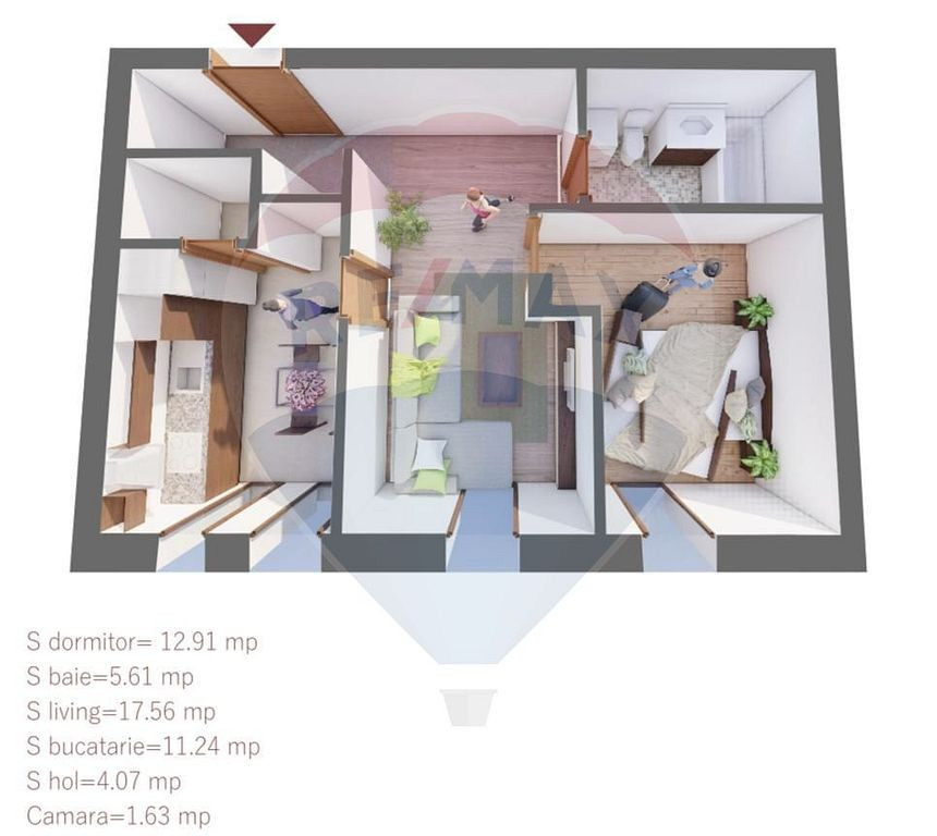 De vânzare apartament cu 2 camere, str Primăriei