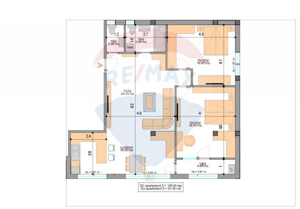 Apartament cu 3 camere de vânzare în zona Central