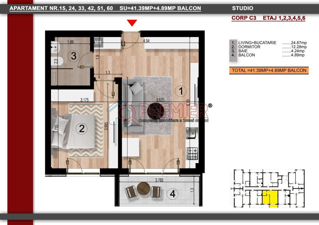 Metrou Berceni - 2 camere Open Space - 57798 Euro