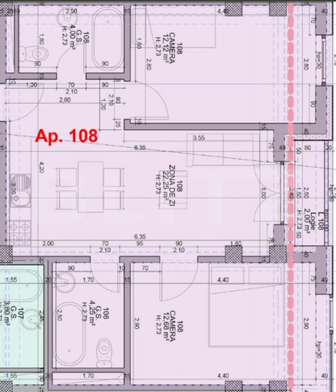 Apartament cu 3 camere, 55,28 mp, într-un bloc nou, zona ul