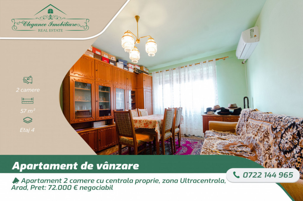 Apartament 2 camere cu centrala proprie, zona Ultracentrala,