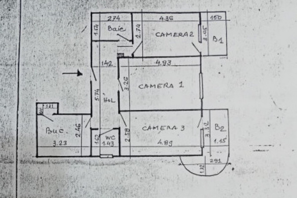 Apartament 3 camere, etajul 1, Gara- Fostul Billa