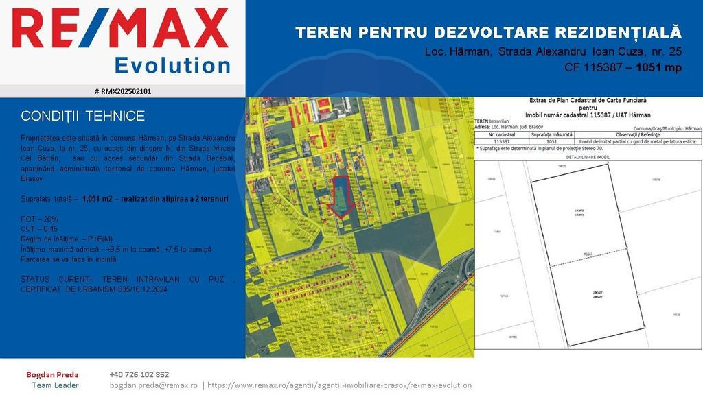 Comision 0 Teren 1,051mp | Harman Al.I.Cuza |