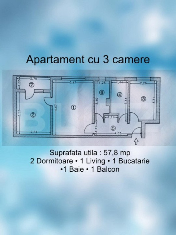 Apartament cu 3 camere