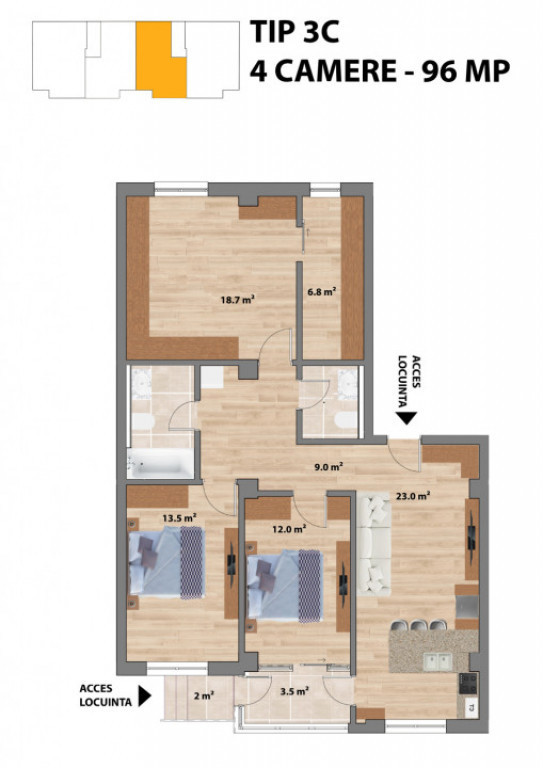 APARTAMENT CU 4 CAMERE